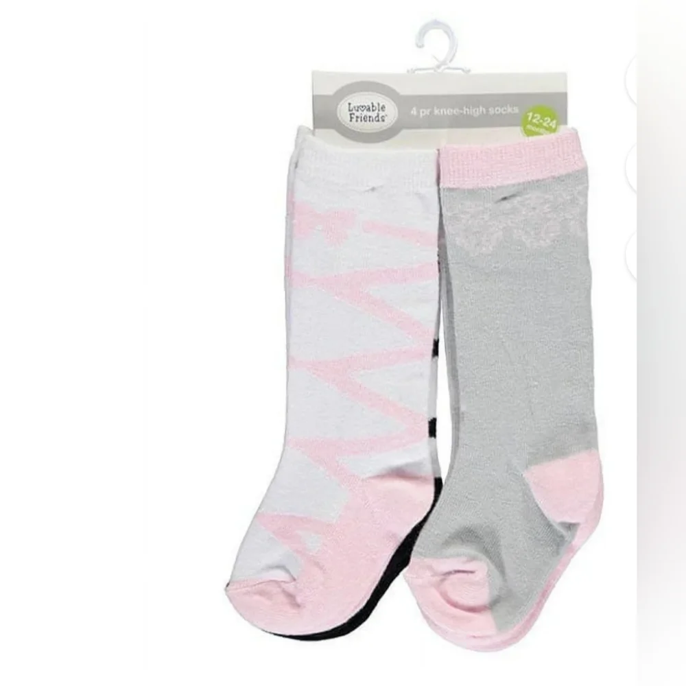 Luvable Friends 4pair‎ Baby Girl knee high ballet Socks Set size 6-12 Months new